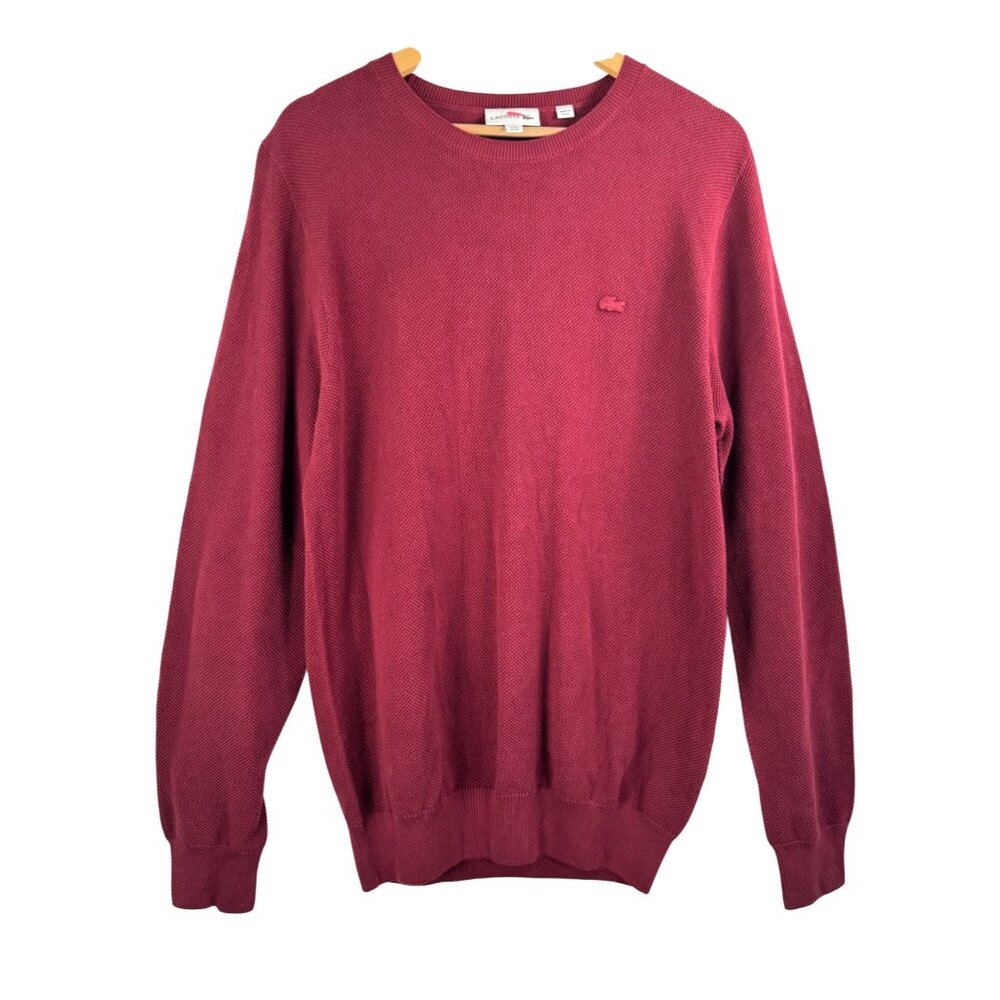 Lacoste Crew neck knit cotton Sweater maroon men preppy‎ sz M